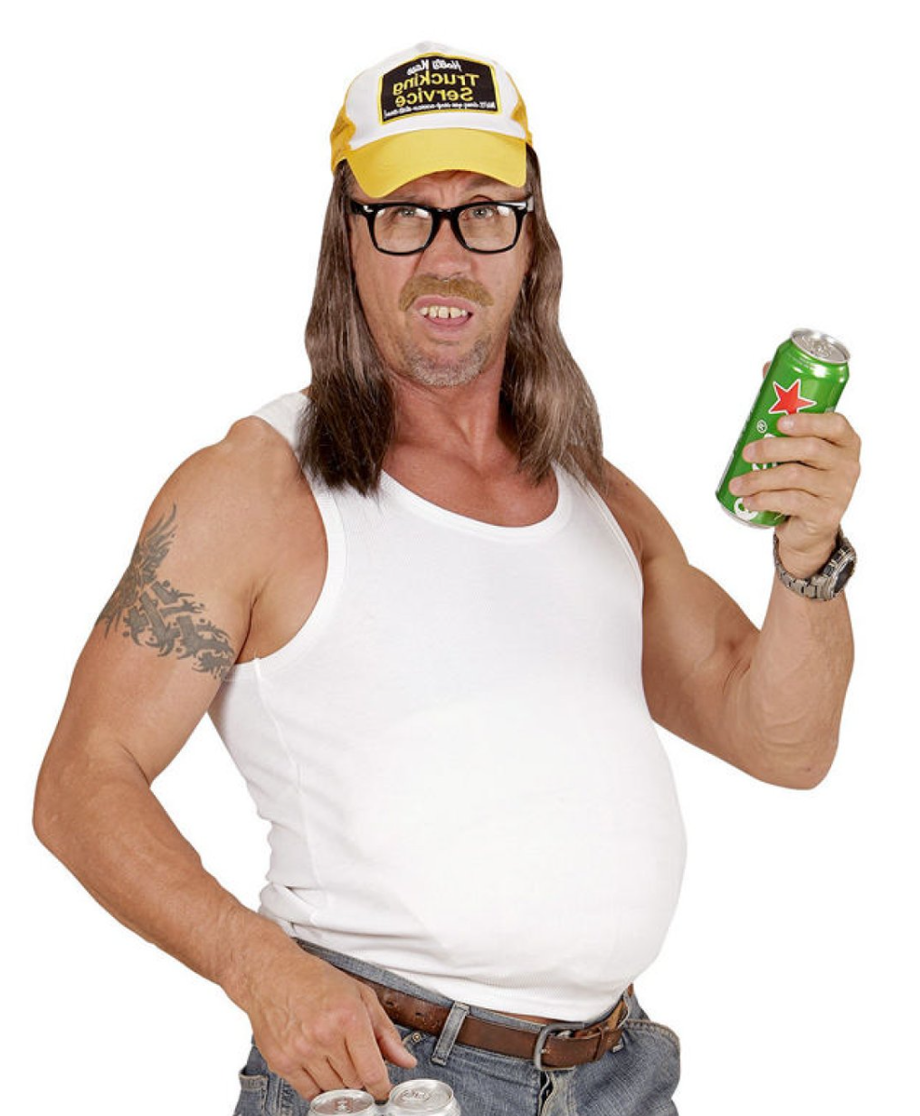 Trucker-look med kasket og paryk
